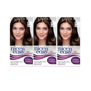 Clairol Nice'n Easy Semi-Permanent Hair Dye No Ammonia 77 Medium Ash Brown X 3