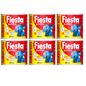 Fiesta Jumbo Household Kitchen Roll Towels Tissues 600 Sheets X 6