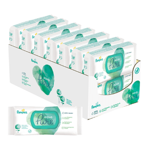 PAMPERS AQUA PURE BABY WIPES - 14 packs of 48 wipes 