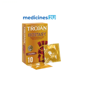 Trojan Ecstasy Ultra Ribbed and Lubricated Condoms with Premium Quality Latex 